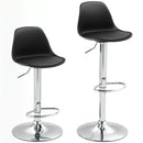 Set 2 Sgabelli da Bar 38x42x82-104 cm con Schienale e Poggiapiedi in PP Pelle PU e Acciaio Nero      