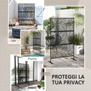 Pannello Frangivista Divisorio da Esterno Decorativo Traliccio per Piante 122x45x198 cm in Acciaio Nero 