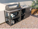 Composizione 3 Moduli Cucina BBQ + Unità d'Angolo Mobile Lavandino Top in Acciaio Inox Nero  