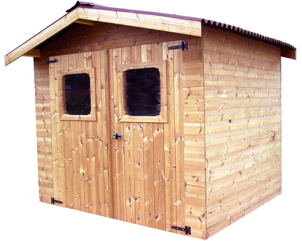 Casetta Box da Giardino 2,35x2,15 m Senza Pavimento in Legno Picea Massello 28mm Tetto a Lastre Thermabri prezzo