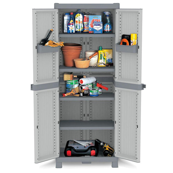 Armadio in Resina Antiurto Terry Wave 2A 70X44X181Cm 2 Ante 5 Ripiani da Esterno Seconda Scelta online