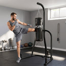 Supporto Sacco da Boxe Autoportante 123x141x220 cm con Sacco da 20 kg in Acciaio Nero      