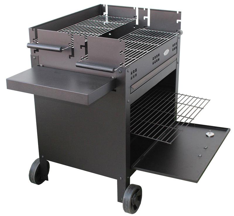 Barbecue a Legna e Carbone 120x60x92 cm con Forno per Pizza in Acciaio Etna Nero