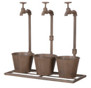 Vasetto Industry Triplo 49x19x48 cm in Ferro Marrone