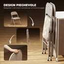 Set di 2 Sedie Pieghevoli 45x46x78 cm con Seduta Imbottita in poliestere e Struttura in Acciaio Beige      