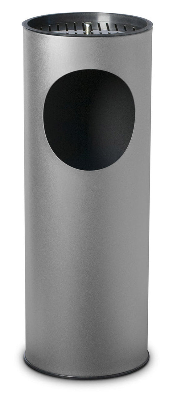 sconto Pattumiera Gettacarte Ø24,3xh66,5 cm con Posacenere In Acciaio Verniciato Grigio