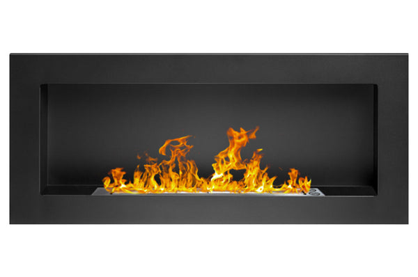 acquista Camino a Bioetanolo da Parete 90x12x40 cm in Acciaio Inox Nero Seconda Scelta
