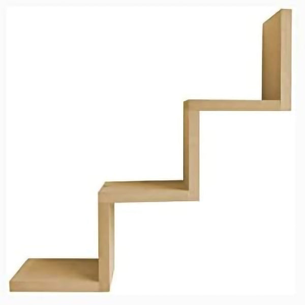 Mensola Parete Moderna Design Zig Zag Scaffale Muro 3 Ripiani Legno Naturale prezzo