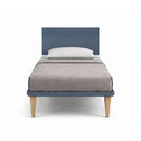 Letto Singolo con Rete Rivestita Microfibra Blu Tessis Testata Flat Varie Misure