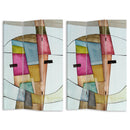 Paravento Separè 3 Pannelli 180x120 cm Stampa Fronte Retro Quadro Astratto in Legno Multicolore      