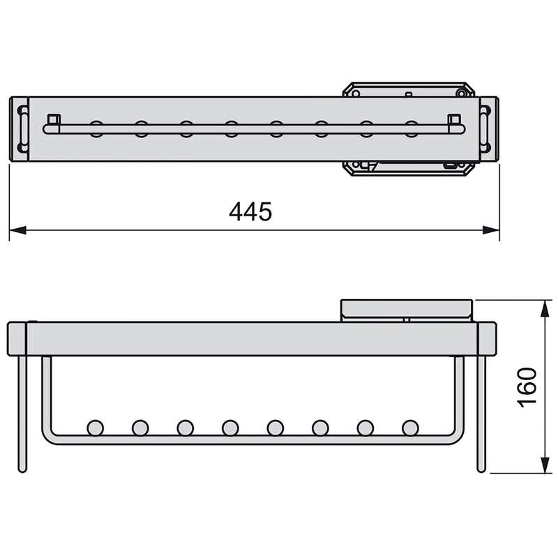 Appendiabiti Estraibile per Armadio 44,5 cm in Alluminio Chiusura Soft Emuca Moka