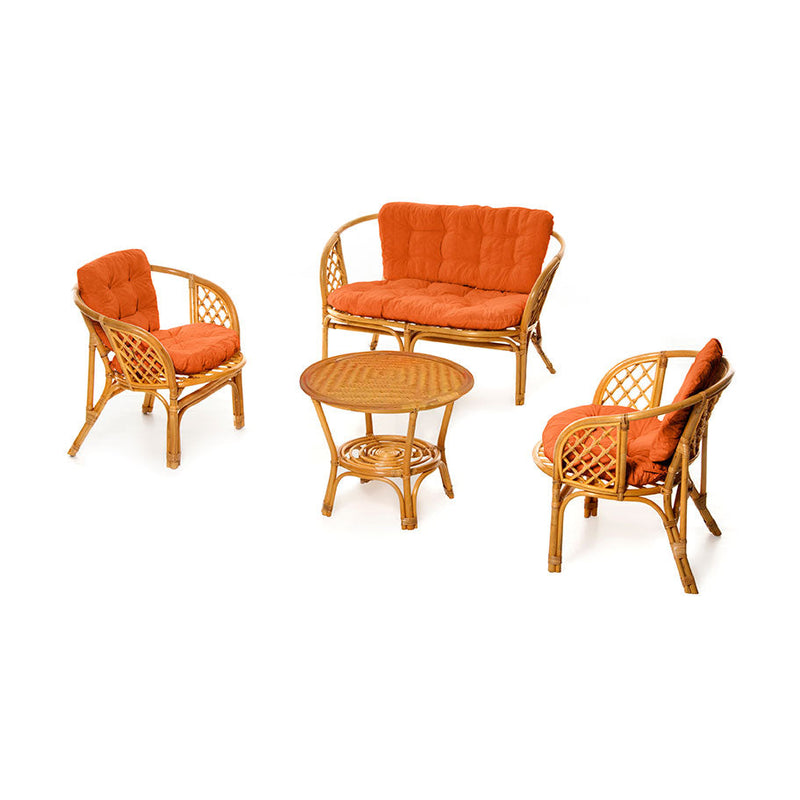 Set Salotto da Giardino in Rattan Divano 2 Posti Tavolo e 2 Poltrone Taddei Bahamas Marrone
