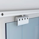 Porta Scorrevole Vetrata 102,5x205 cm Satinata a Strisce Trasparenti 