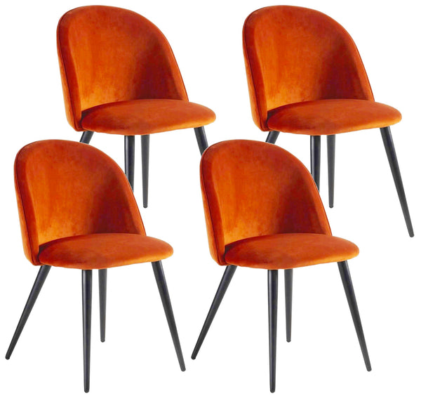 Set mit 4 gepolsterten Stühlen 49 x 52 x 79 cm in Orange und schwarzem Samt online