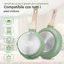 Batteria Pentole e Padelle 21 Pezzi in Alluminio Pressofuso Antiaderente Verde       
