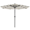 Ombrellone da Giardino Ø270 8 Stecche cm con Luci LED Parasole in Poliestere Antivento Beige      