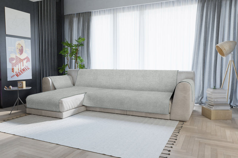 Copridivano in Poliestere con Penisola Sinistra Grigio Varie Misure