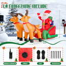 Gonfiabile Babbo Natale su Slitta con Renne 240x140x100 cm con 6 LED Autogonfiabile da Esterno in Poliestere      