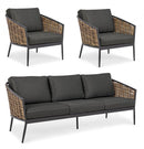 Set Salotto da Giardino Divano 2 Poltrone con Cuscini Maribela Antracite