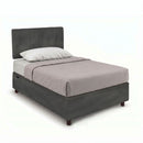 Letto Singolo Contenitore Imbottito Microfibra Grigio BoxMax Testata Vertical Varie Misure