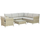 Set Salotto da Giardino Divano Angolare 1 Poltrona e Tavolino Beige
