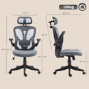 Sedia da Ufficio Ergonomica 71x66,5x114-126A cm con Braccioli Ribaltabili Poggiatesta e Appendiabiti in Poliestere Grigio Scuro      
