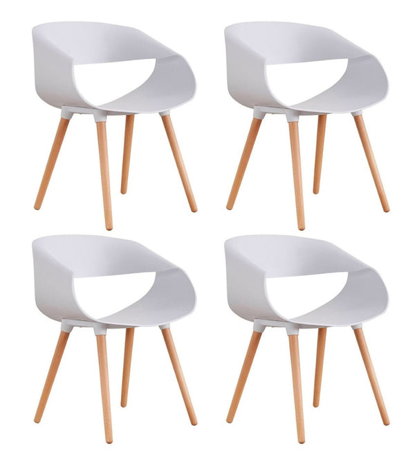 acquista Set 4 Sedie in Polipropilene 45x71x60 cm Gambe in Faggio Fold Bianco