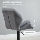 Set 2 Sgabelli da Bar Alti 57x58x97-117A cm Imbottiti Girevoli con Schienale e Poggiapiedi in Velluto Grigio      