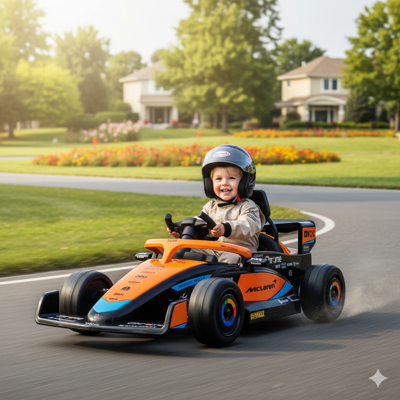 Macchina Elettrica per Bambini 12V Licenza McLaren F1 Team Nera e Arancione