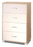Mobile 4 Cassetti 70x112x41 cm Rovere Naturale/Bianco Fiammato