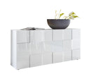 Madia Moderna 3 Ante Design a Scacchi Modello Dama 181x42x84 cm Bianco Lucido