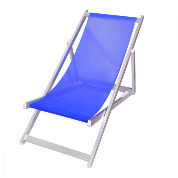 Klappbarer Liegestuhl 3 Positionen aus Aluminium und blauem Textilene prezzo