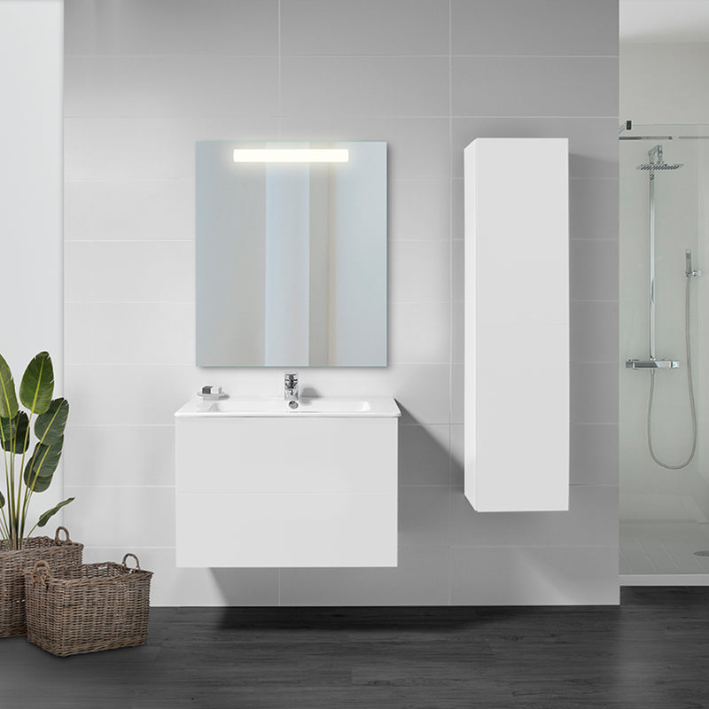 Specchio da Bagno Pegasus con Illuminazione Led Frontale Imballo 1 Pezzo Alluminio e Vetro Emuca