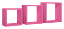 Set 3 Mensole da Parete Cubo in Fibra di Legno Incubo Fuxia
