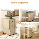 Tavolo Pieghevole 120x60x76,5 cm con 2 Cassetti e Armadietto 6 Rotelle e Freni Color Legno      