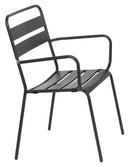 Set 4 Sedie da Giardino 57x50x86 cm in Acciaio Verniciato Grigio