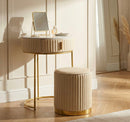 Comodino Toeletta con Puff Pok Ø52x70 cm in Pino e MDF e Spugna e PU e Metallo      