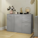 Credenza Moderna 106x35x76 cm con 3 Armadietti e 2 Cassetti Grigio Chiaro   