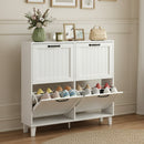 Scarpiera Salvaspazio 99,5x24x93,3 cm 4 Cassetti Ribaltabili in MDF Bianco      