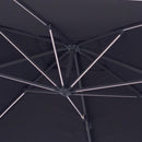 Ombrellone da Giardino Decentrato 3x3m in Alluminio con LED Florida Nero