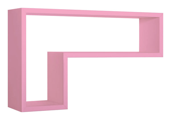 Mensola da Parete a Forma di L 61x37x15,5 cm in Fibra di Legno Lettera Rosa Blush