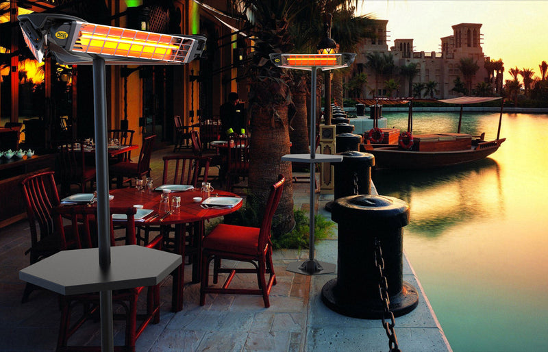 Stufa Elettrica ad Infrarossi a Piantana 3600W con Tavolino Moel Girasole 769T Table