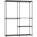 Armadio Guardaroba con 2 Aste e 4 Ripiani 142x43x185 cm in Tessuto Plastica e Acciaio Nero      