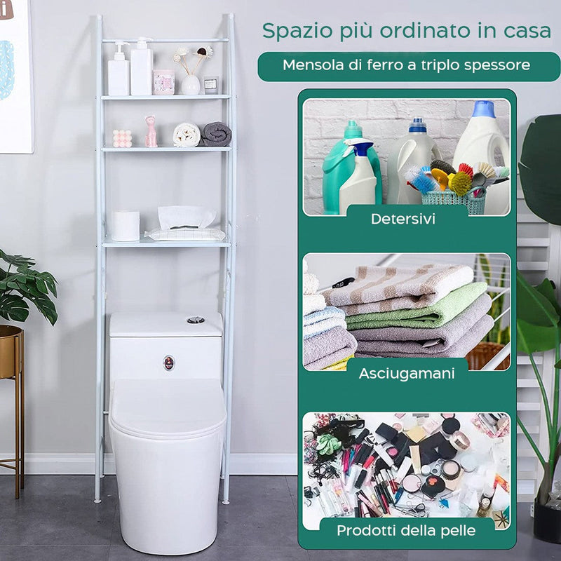 Scaffale Multifunzione per Bagno 165x25x47 cm Rack Mensole Salvaspazio