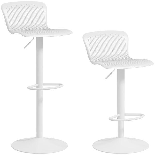 prezzo Set 2 Sgabelli da Bar con Schienale Altezza Regolabile 76,5-97,5 cm in PP Bianco