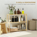 Scaffale per il Bagno 60x15x50 cm 3 Ripiani Regolabili in 5 Posizioni in Bambù   