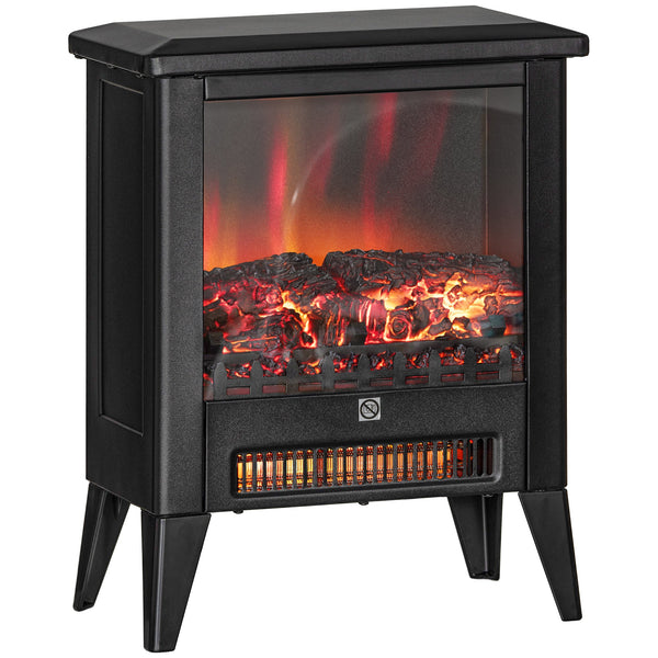 online Camino Elettrico da Pavimento 1800W con Fiamma a 3 Intensità 36x21x47 cm Nero