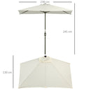 Mezzo Ombrellone da Giardino con Apertura a Manovella  Mezzaluna Beige