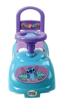 Macchina Cavalcabile per Bambini Volante Direzionabile Vano Contenitore e Telefono Disney Stitch Azzurro e Viola