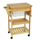 Carrello da Cucina in Legno della Gomma 2 Piani Cestello e Cassetto 65x40H83cm Adami